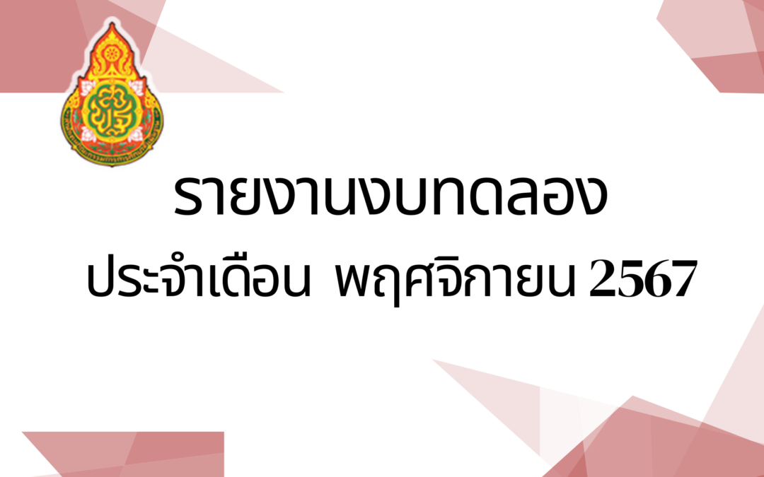 รายงานงบทดลองประจำเดือนพฤศจิกายน พ.ศ.2567