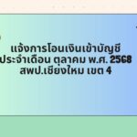 แจ้งการโอนเงินเข้าบัญชี ประจำเดือน ตุลาคม พ.ศ.2568
