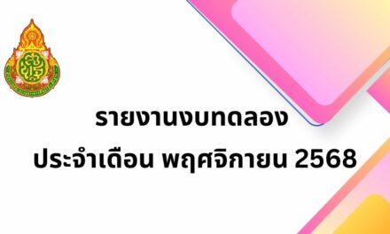 รายงานงบทดลอง ประจำเดือน พฤศจิกายน 2568