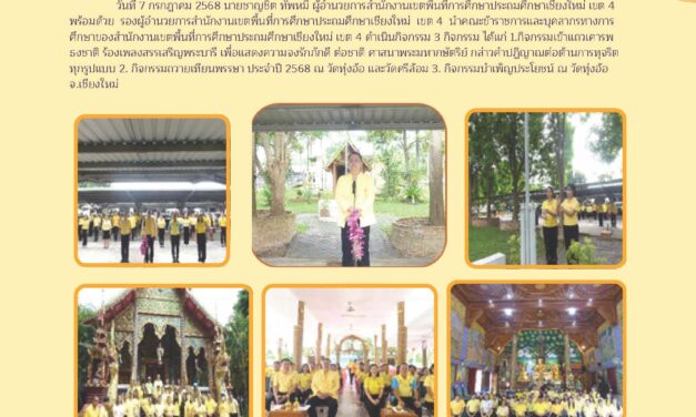 ข่าวประขาสัมพันธ์ กิจกรรมเข้าแถวเคารพธงชาติ กิจกรรมเนื่องในวันคล้ายวันสถาปนาสพฐ. ครบรอบ 22ปี กิจกรรมถวายเทียนพรรษา ปี 2568