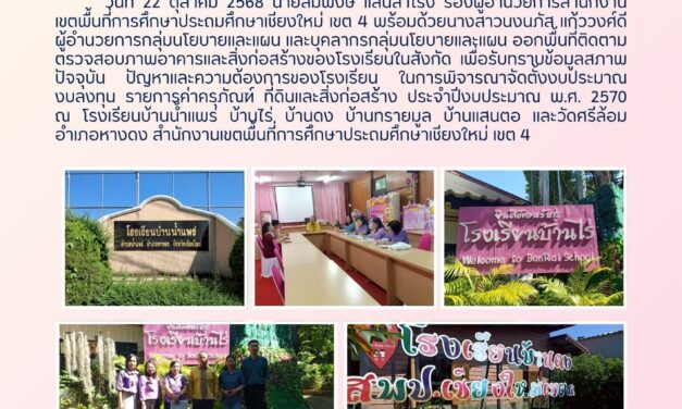 การออกพื้่นที่ติดตามตรวจสภาพอาคาร และสิ่งก่อสร้างของโรงเรียนในสังกัด