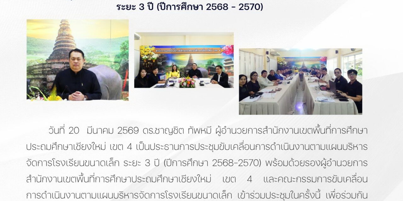 การประชุมขับเคลื่อนการดำเนินงานตามแผนบริหารจัดการโรงเรียนขนาดเล็ก ระยะ 3 ปี (ปีการศึกษา 2568 – 2569)